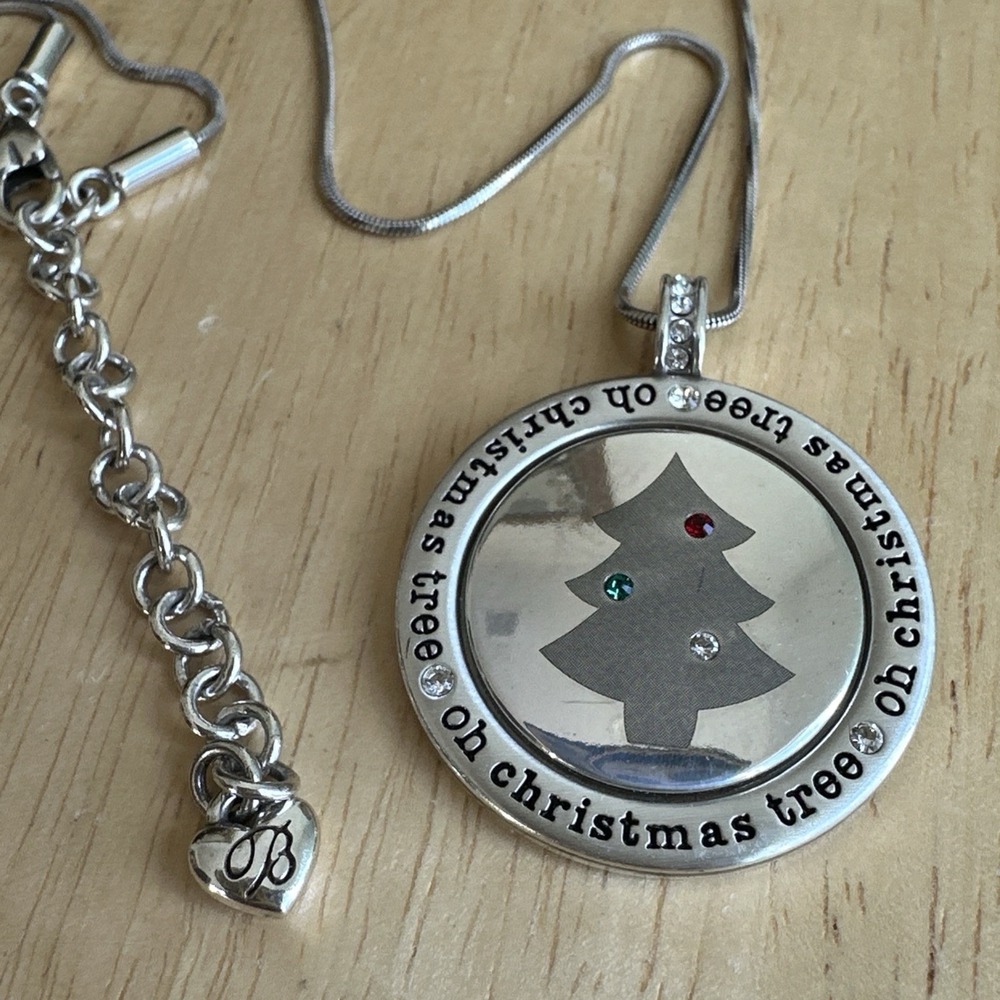 Brighton‎ Reversible Oh Christmas Tree Crystal Pendant Necklace 18.5 Inch Adjust